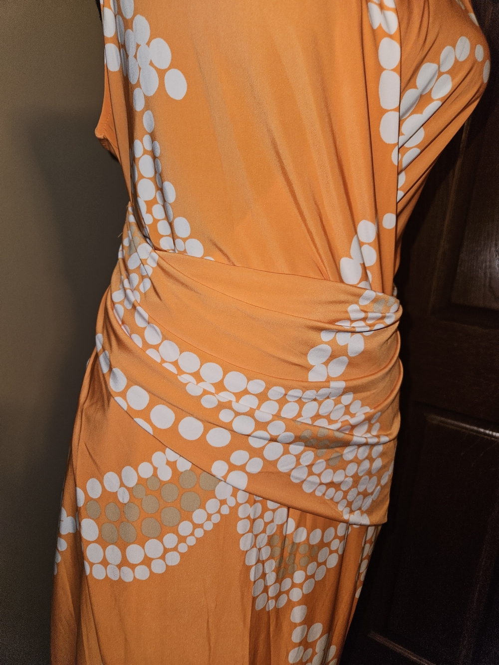 RACHEL Rachel Roy Orange & White Floral Like Sleeveless Wrap Maxi Dress - Picture 6 of 14